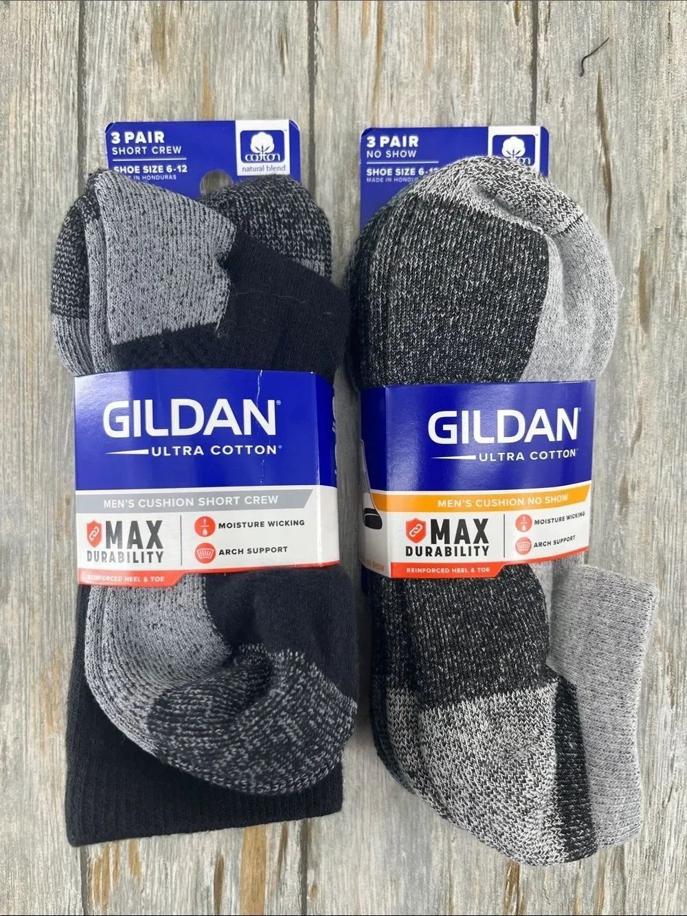 Gildan Men's Ultra Cotton Short Crew & No Show Socks 2, 3 Packs
